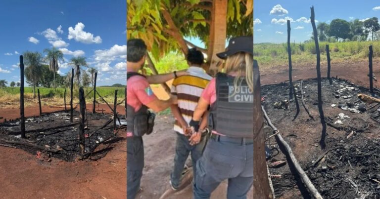 Homem é preso após agredir companheira e incendiar aldeia indígena em MS