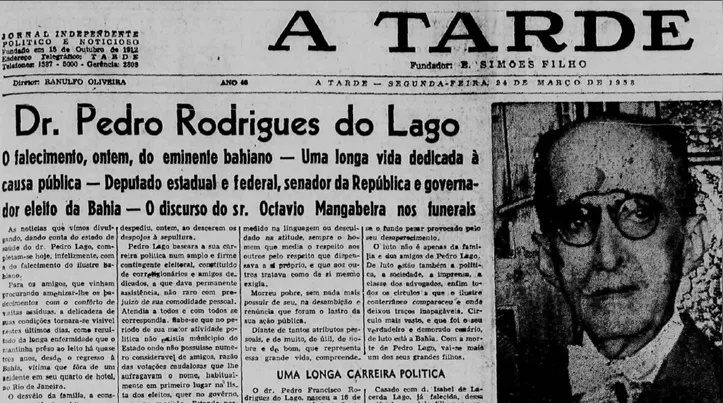 Capa de A TARDE em 24 de março de 1958