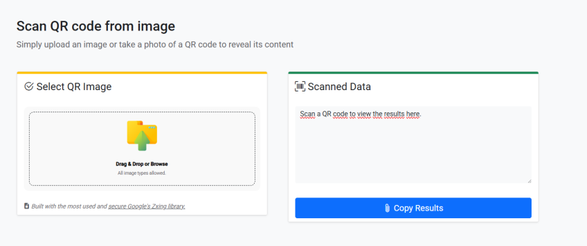 No computador, a forma mais simples de escanear um QR code é enviar a imagem do código para um serviço online de leitura de QR codes • Reprodução/Scan QR