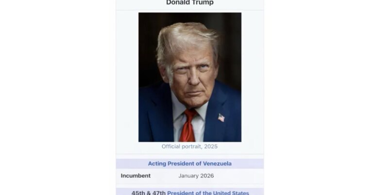 Trump publica imagem dizendo que é o “presidente interino da Venezuela”