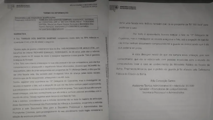 Tamiles ajuizou termo de guarda unilateral