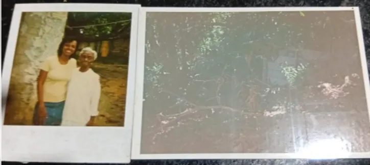 Familiares de Flávia no terreno que ela herdou da bisavó