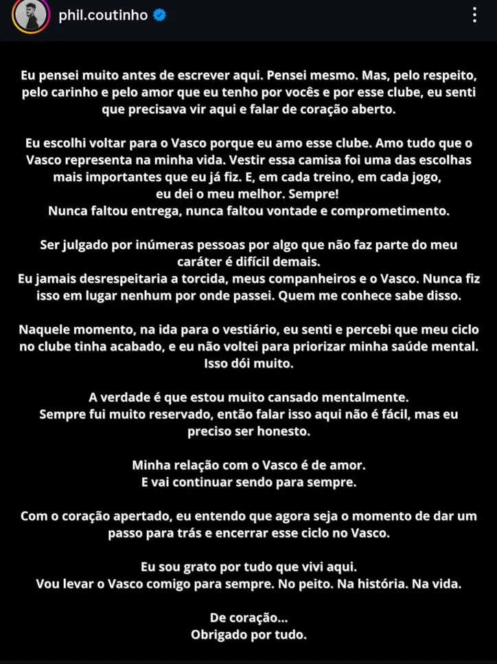 Desabafo de Coutinho