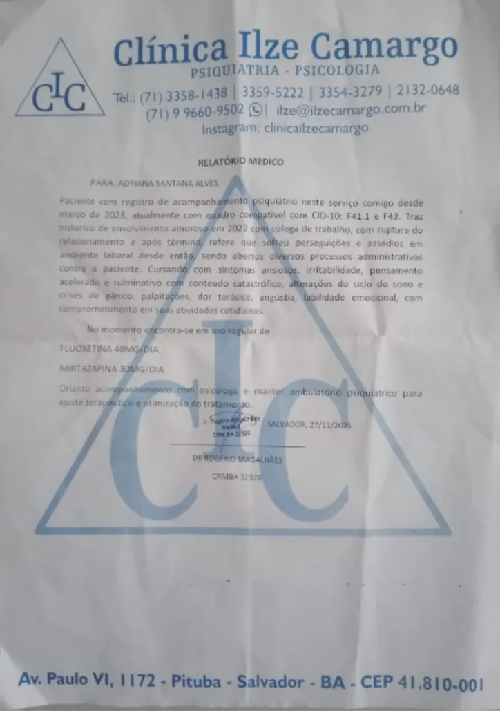 Laudo médico de Adriana