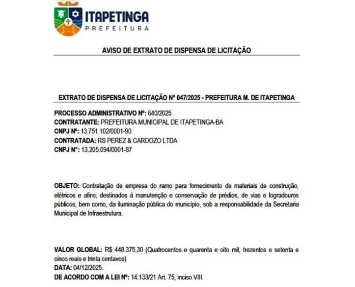 Imagem ilustrativa da imagem Prefeitura é investigada por suposta manobra em compras de R$ 800 mil