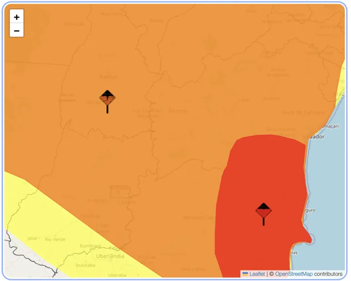 Chuvas intensas e ventos de até 100 km/h