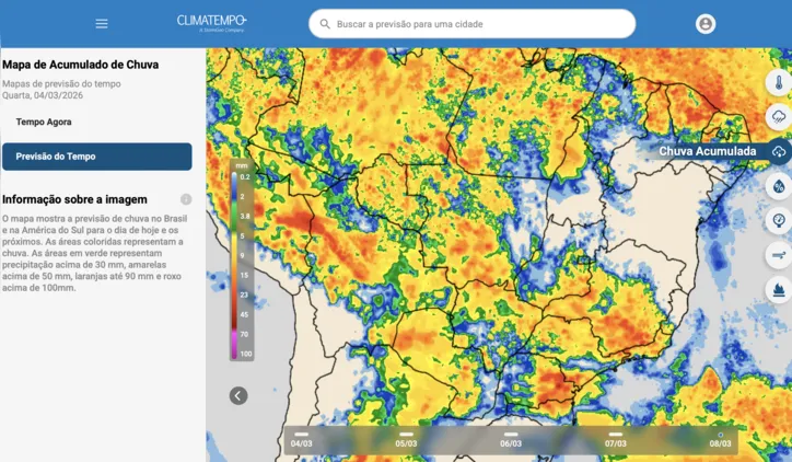 Mapa de acumulo de chuva - 08/03