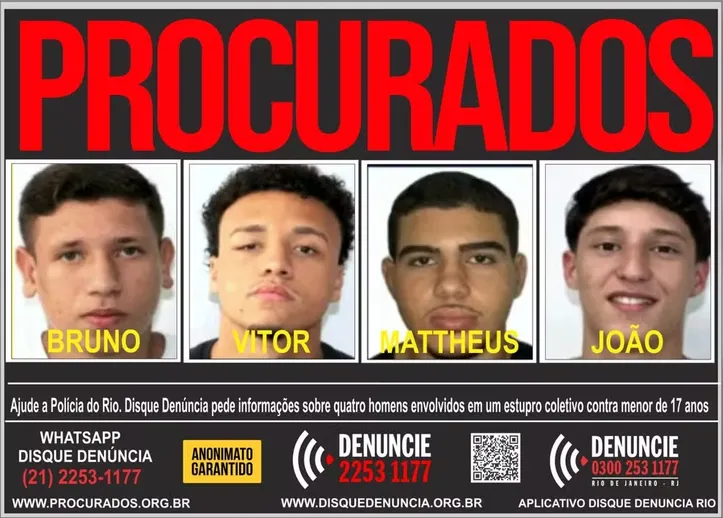 Meninos envolvidos no caso do estupro coletivo no RJ